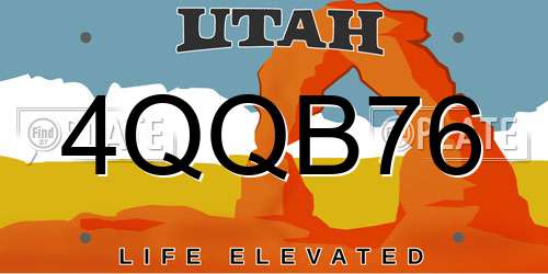 4QQB76 Utah License Plate