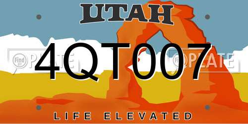 4QT007 Utah License Plate
