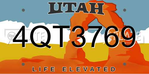 4QT3769 Utah License Plate