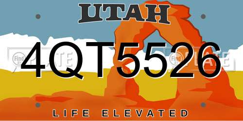 4QT5526 Utah License Plate
