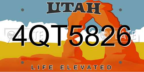 4QT5826 Utah License Plate
