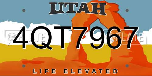 4QT7967 Utah License Plate