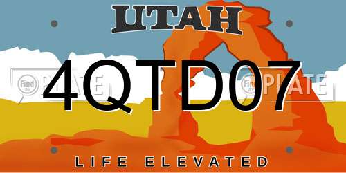 4QTD07 Utah License Plate