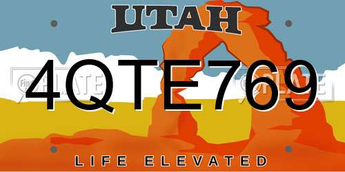 4QTE769 Utah License Plate