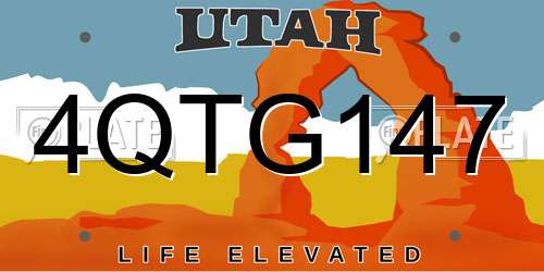 4QTG147 Utah License Plate