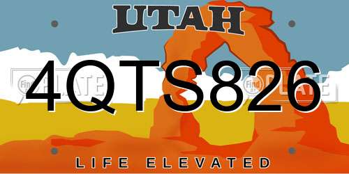 4QTS826 Utah License Plate