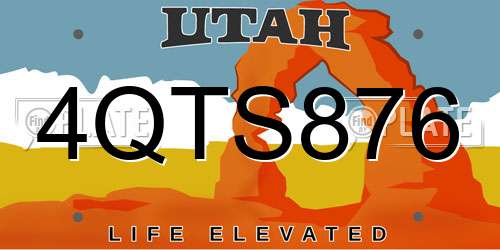 4QTS876 Utah License Plate