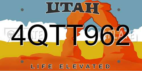 4QTT962 Utah License Plate