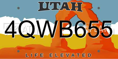 4QWB655 Utah License Plate