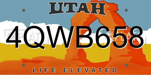 4QWB658 Utah License Plate