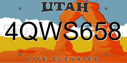 4QWS658 Utah License Plate
