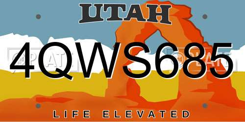 4QWS685 Utah License Plate