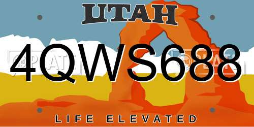 4QWS688 Utah License Plate