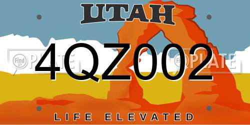 4QZ002 Utah License Plate