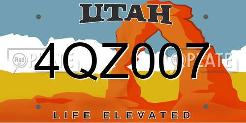 4QZ007 Utah License Plate