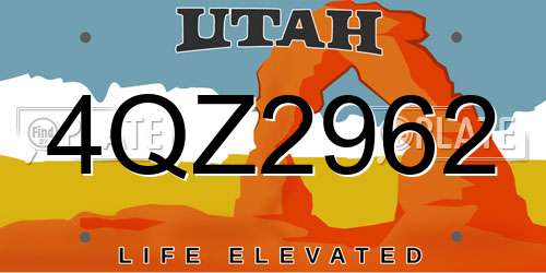 4QZ2962 Utah License Plate