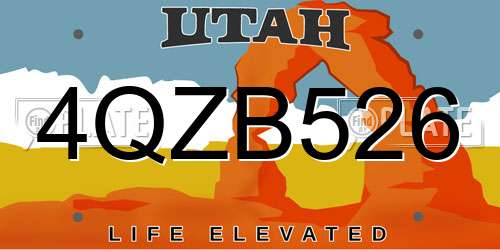 4QZB526 Utah License Plate