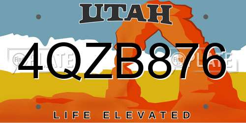4QZB876 Utah License Plate