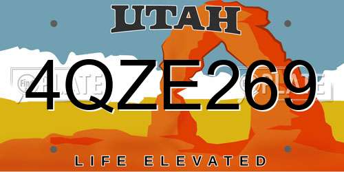 4QZE269 Utah License Plate