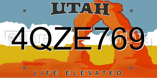 4QZE769 Utah License Plate