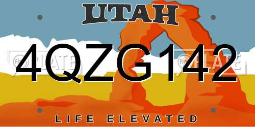 4QZG142 Utah License Plate