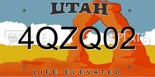 4QZQ02 Utah License Plate