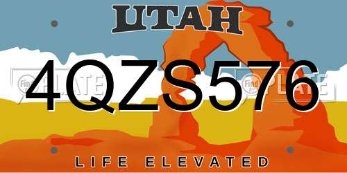 4QZS576 Utah License Plate