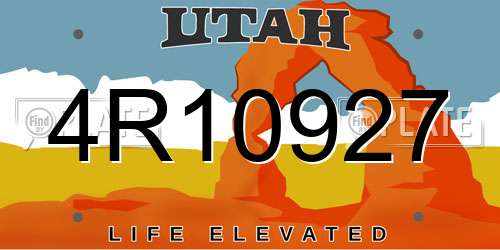 4R10927 Utah License Plate