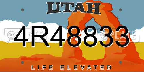 4R48833 Utah License Plate