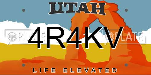 4R4KV Utah License Plate