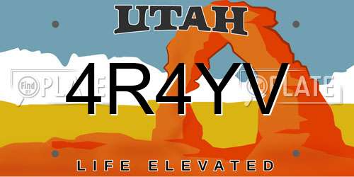 4R4YV Utah License Plate