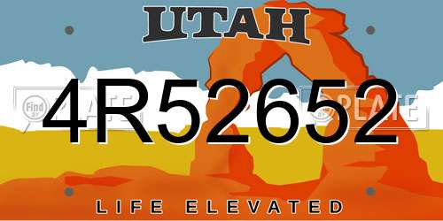 4R52652 Utah License Plate