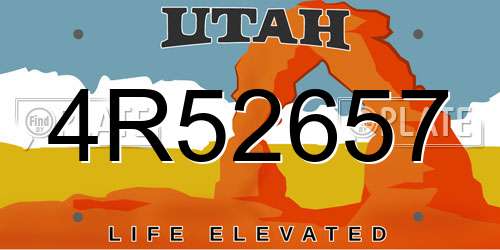 4R52657 Utah License Plate