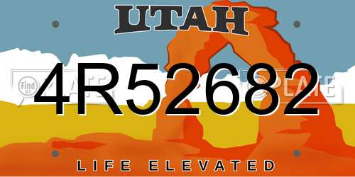 4R52682 Utah License Plate
