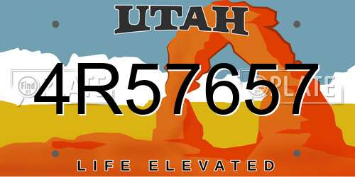 4R57657 Utah License Plate