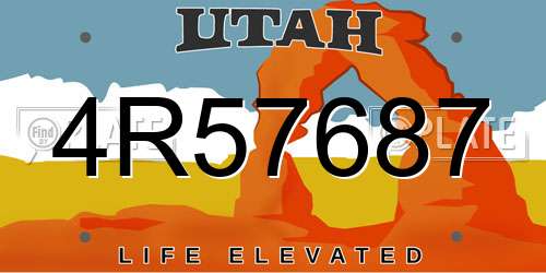 4R57687 Utah License Plate