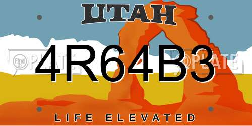 4R64B3 Utah License Plate