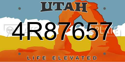 4R87657 Utah License Plate