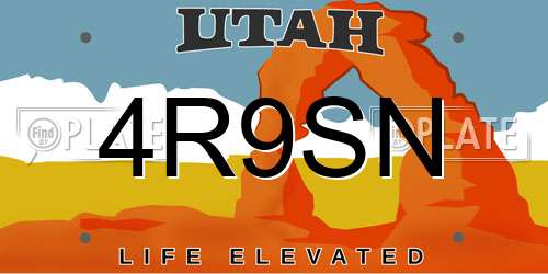 4R9SN Utah License Plate
