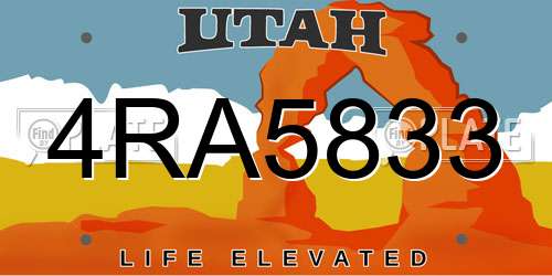 4RA5833 Utah License Plate