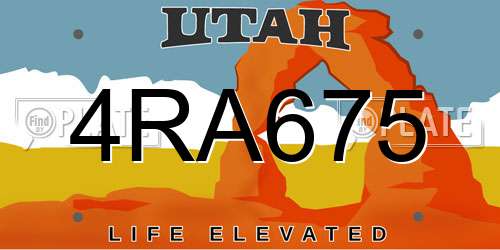 4RA675 Utah License Plate