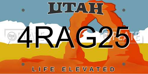4RAG25 Utah License Plate