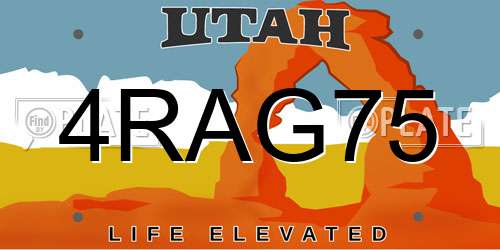 4RAG75 Utah License Plate