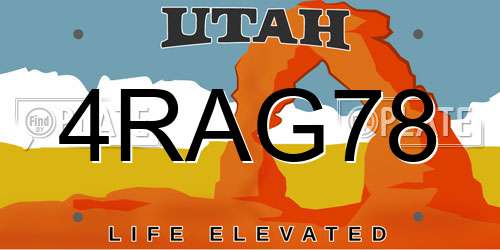 4RAG78 Utah License Plate