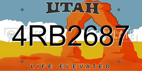4RB2687 Utah License Plate