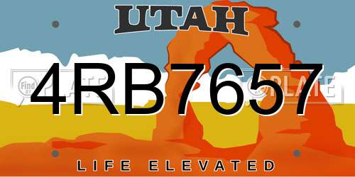 4RB7657 Utah License Plate