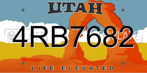 4RB7682 Utah License Plate