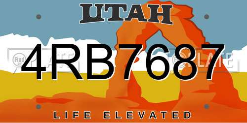 4RB7687 Utah License Plate