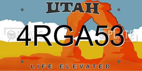 4RGA53 Utah License Plate