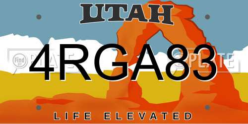 4RGA83 Utah License Plate